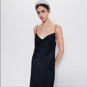 Zara Black Slip Dress - Cowl Neck